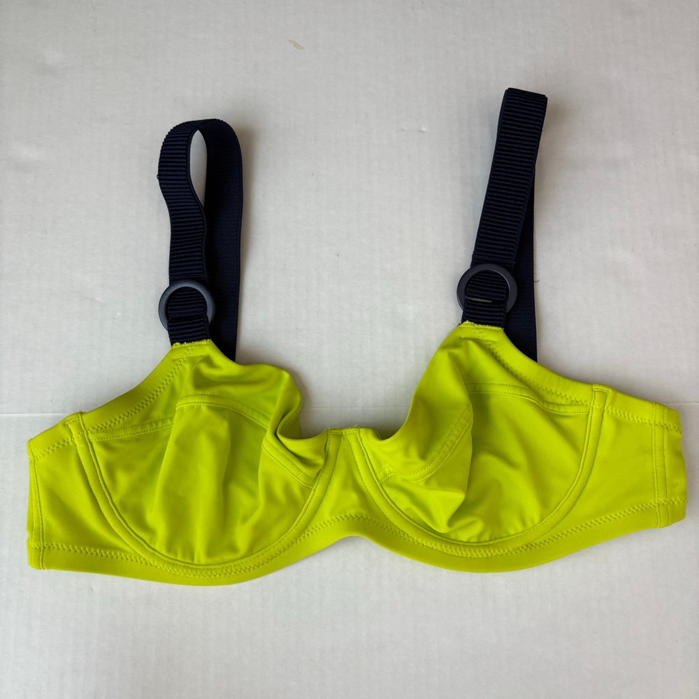 Aerie Underwire balconette Bikini Top lime green /navy Size L